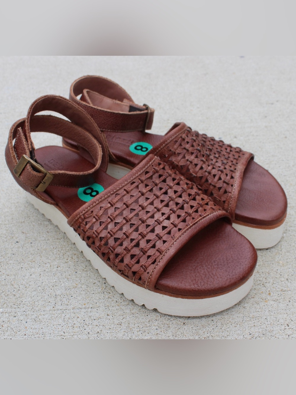 Bed Stu Brisa Woven Brown Leather Platform Sandals Sz 8-8.5